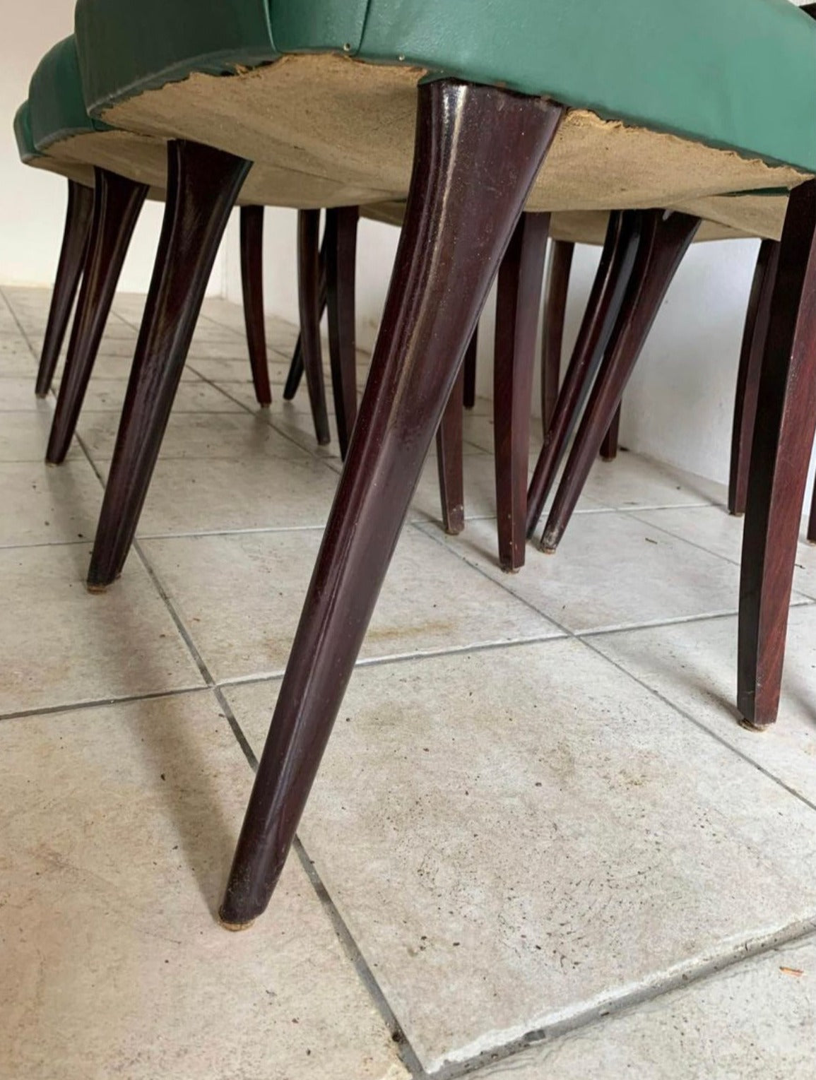 6 1950s/60s wooden and skai style Ico Parisi chairs