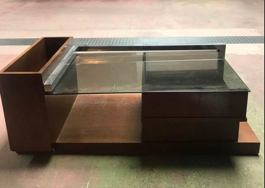 Tavolino anni 70 legno e vetro
