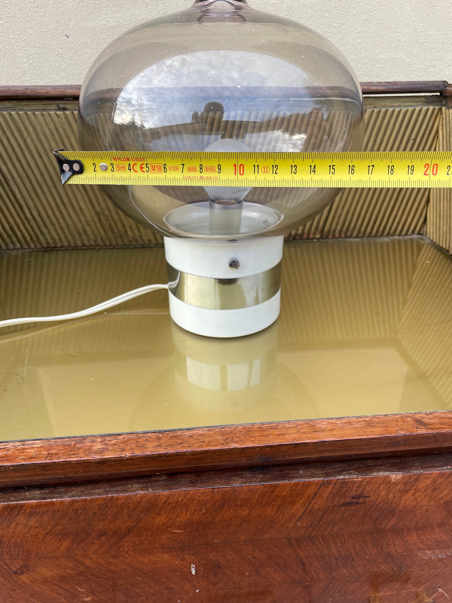 70s glass and metal table or bedside lamp