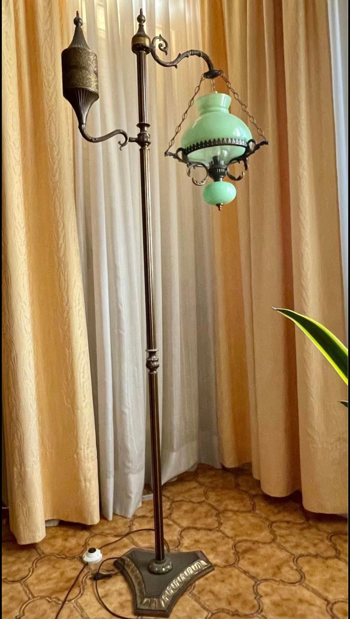 Brass and glass lamp