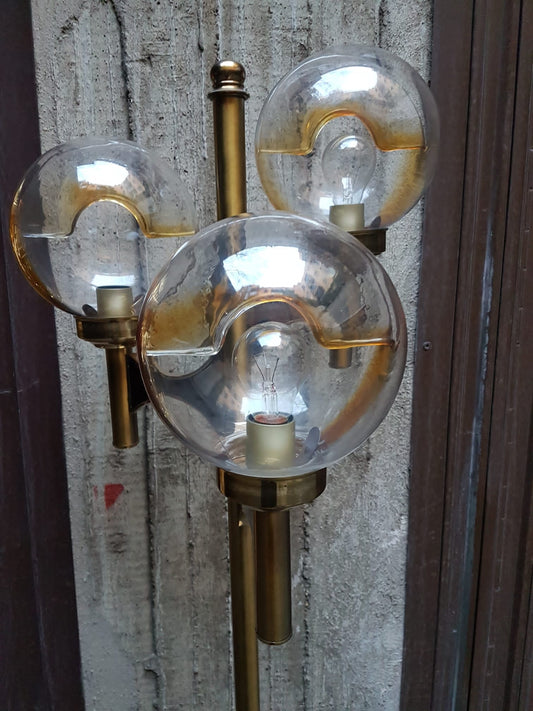 Lampada in ottone e vetri di Murano Mazzega Sciolari