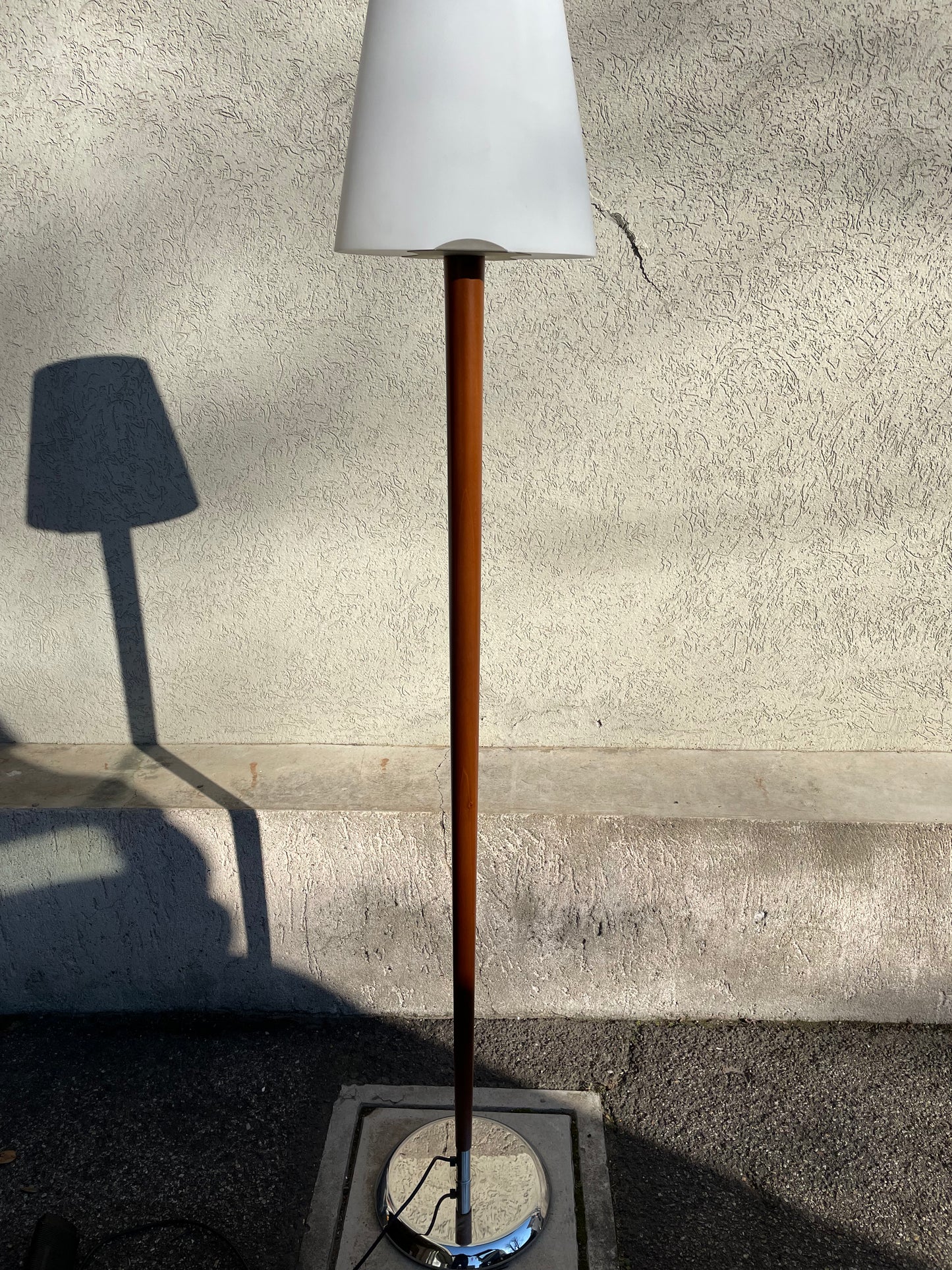 Wood and glass floor lamp