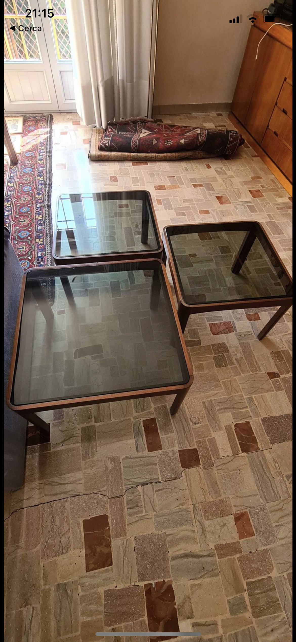 Tris di tavolini Poltronova da caffè in legno e vetro