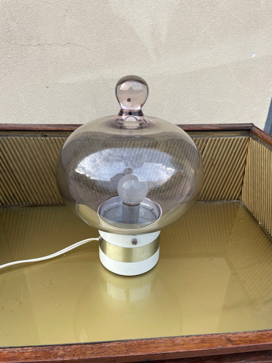 70s glass and metal table or bedside lamp