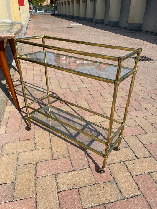 70s/80s trolley in brass and glass