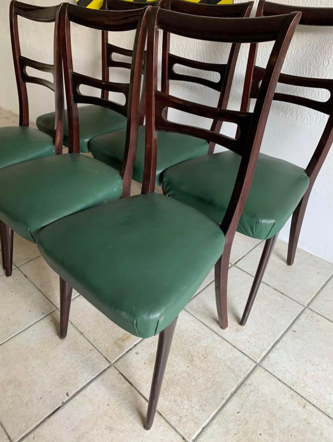 6 1950s/60s wooden and skai style Ico Parisi chairs