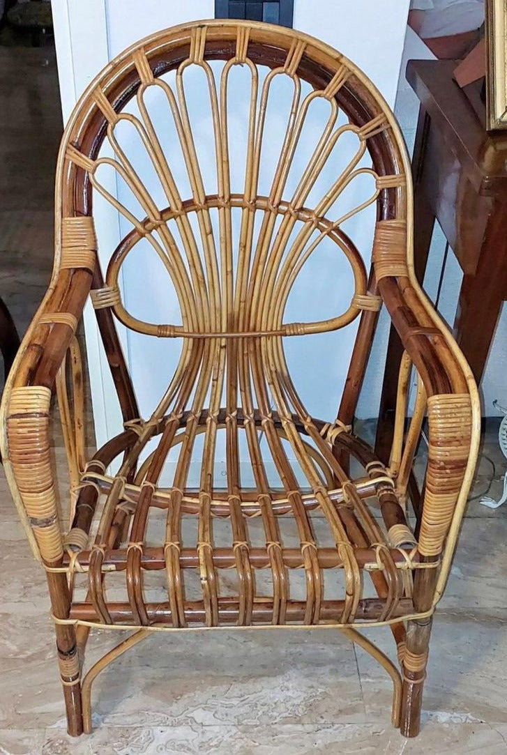 Vintage 70s bamboo armchair
