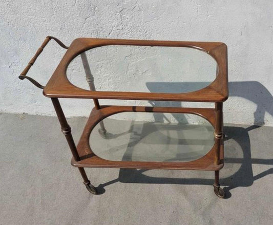Wood and glass food table trolley