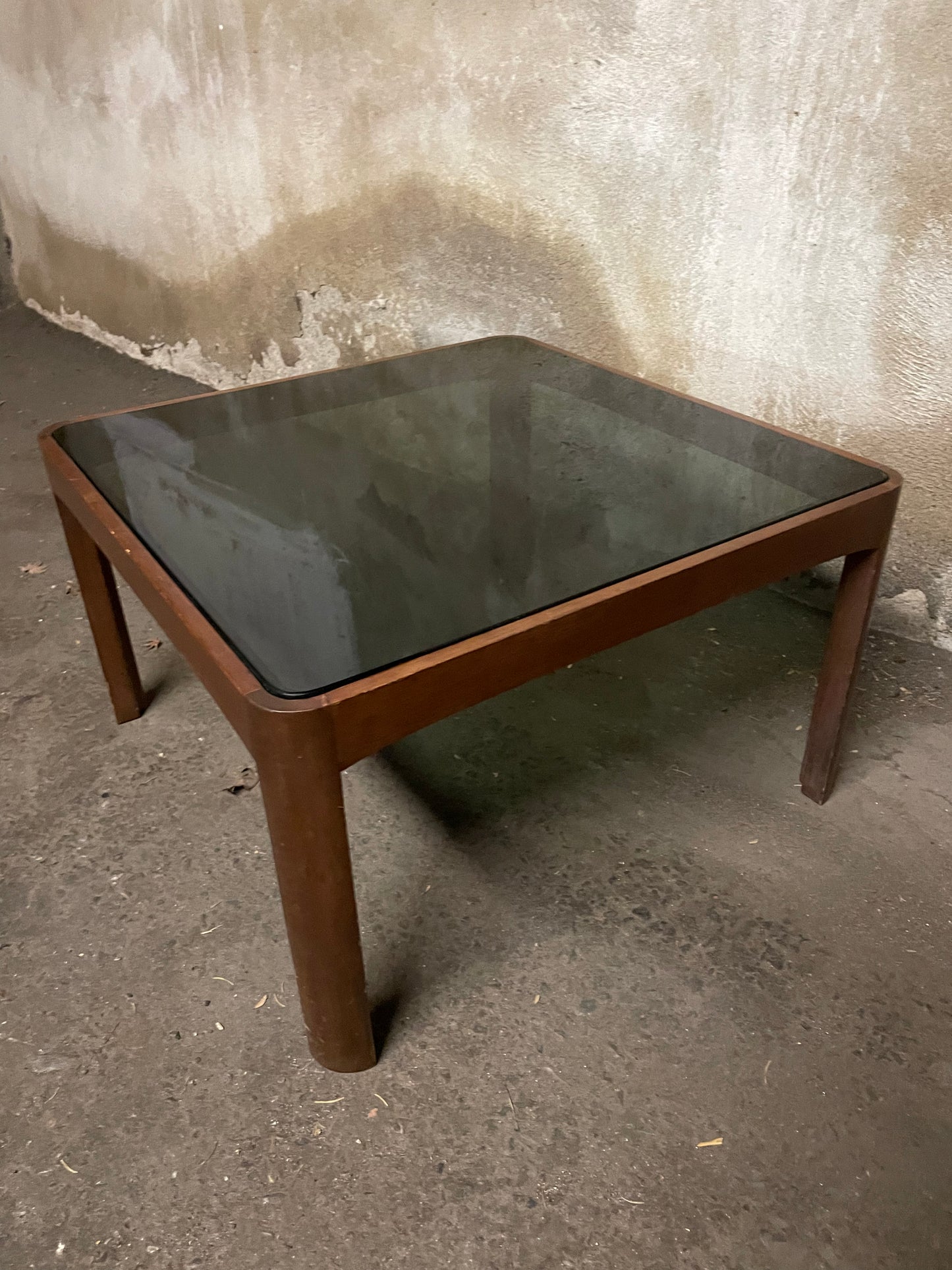 Trio of Poltronova coffee tables in wood and glass