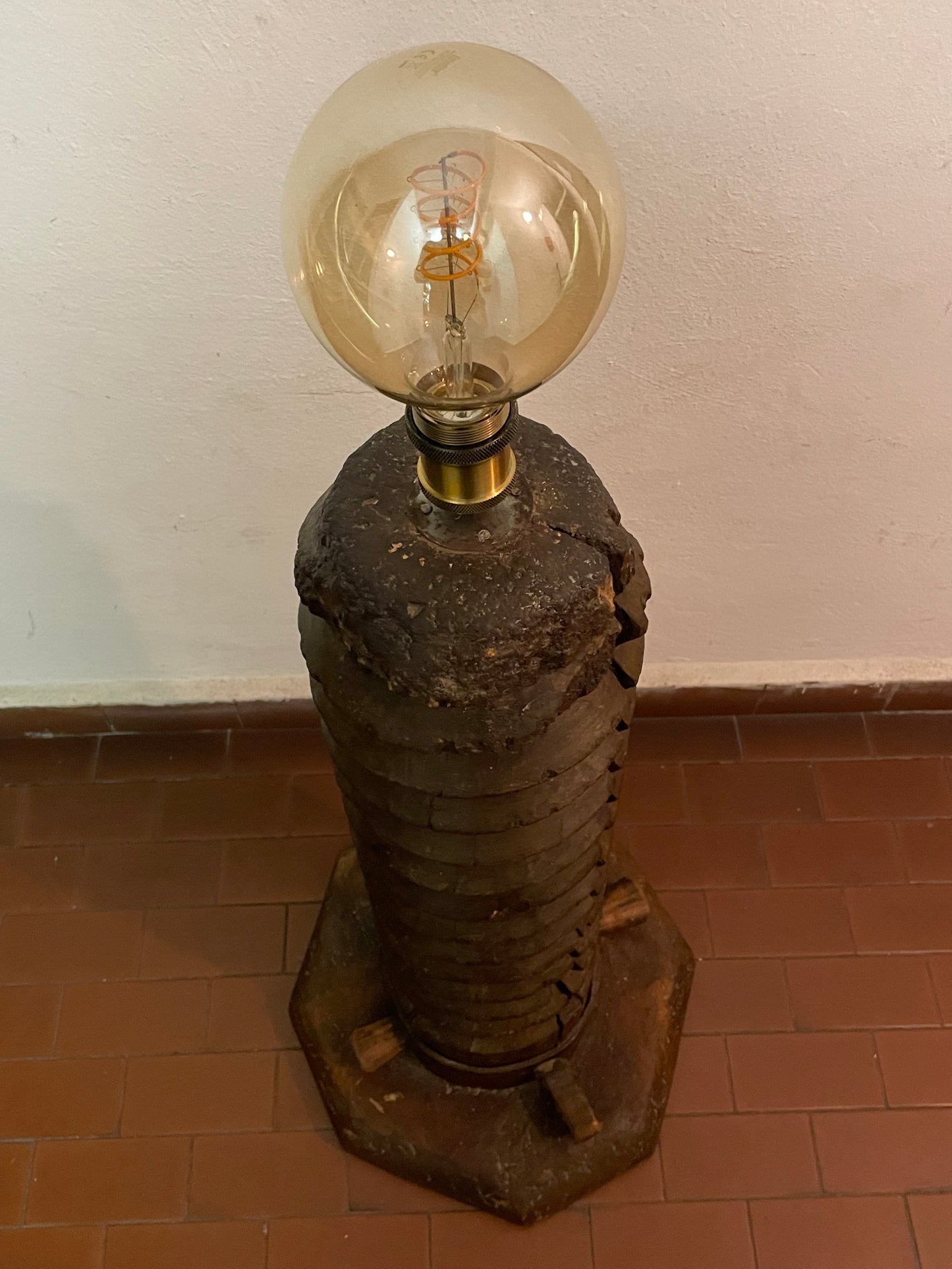 18th century screw press floor lamp